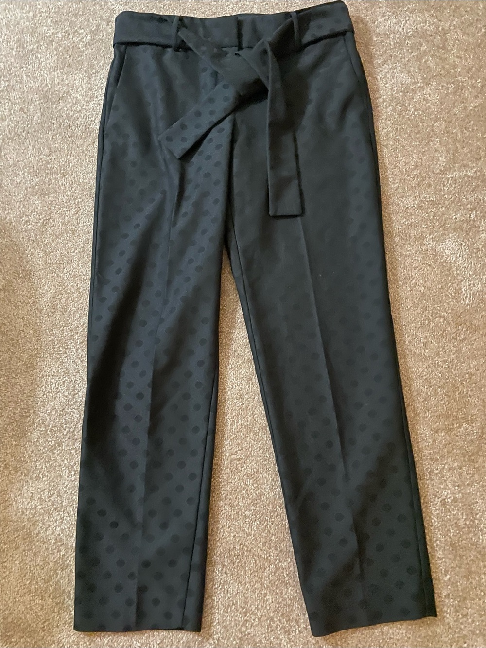 Ann Taylor Black Polka Dot Tie-Waist Trousers